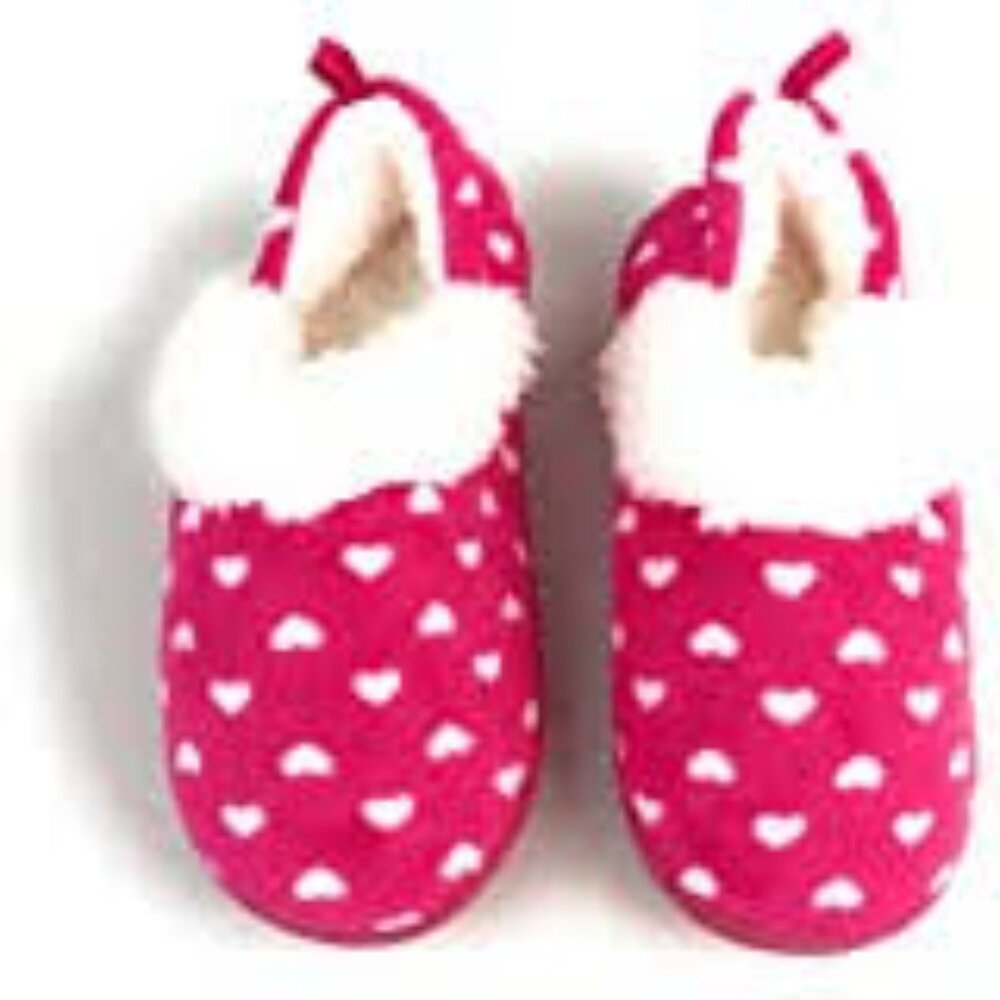 Pink with White Heart Slippers